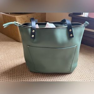 BNNU SAGE Medium Zip Tote from Portland Leather Goods.